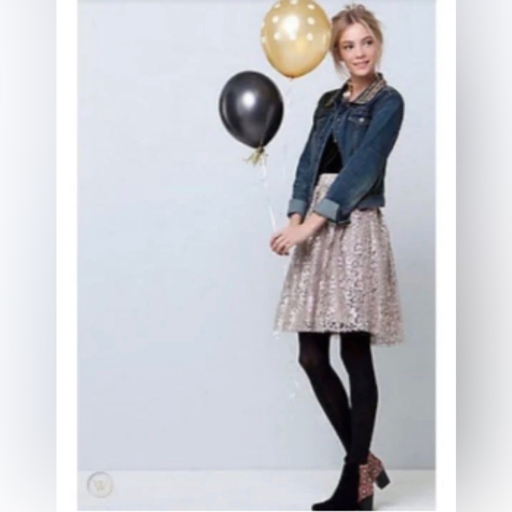 Anthropologie HD in Paris Metallic pleated skirt